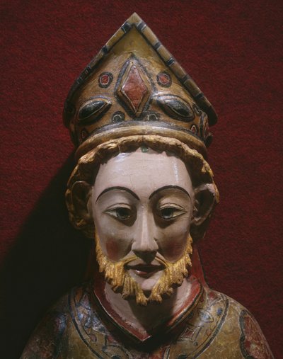 Hlava svatého Petra, konec 13. století – začátek 14. století (malované a zlacené dřevo) od Spanish School