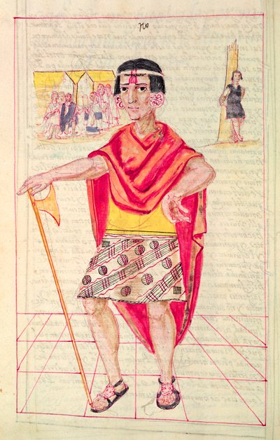 Ilustrace z „Historie a královské genealogie peruánských králů Inků, jejich činy, zvyky, kostýmy a způsob vlády“, známé jako Codice Murua od Spanish School