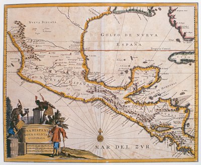 Mapa Nového Španělska, Nové Galicie a Guatemaly, 1625 od Spanish School
