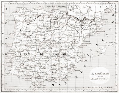 Mapa Španělska zobrazující chalífát Cordoba od Spanish School