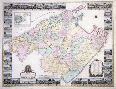 Mapa ostrova Mallorca, 1785 od Spanish School