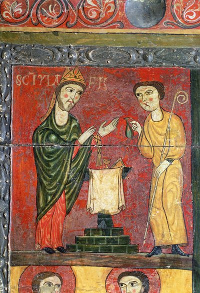 Mše sv. Hilaire, oltář, detail, 1. polovina 13. století (tempera na dřevě) od Spanish School