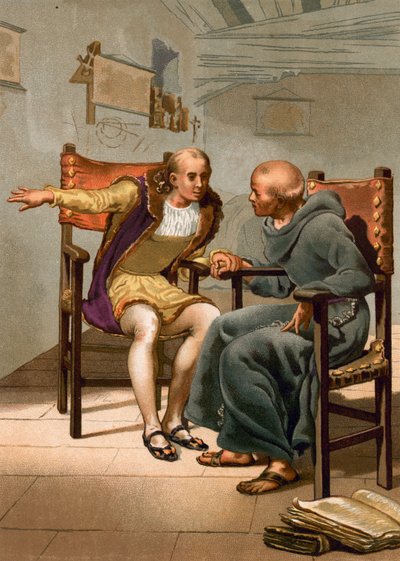 Setkání mezi Columbusem a P Marchenou při návratu z první cesty od Spanish School