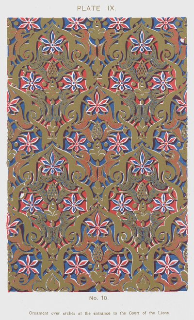 Ornament přes oblouky u vchodu do Lvího dvora (barva lito) od Spanish School