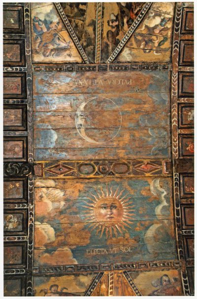 Malovaný strop svatyně Panny Marie poustevníků v As Ermidas, Galicia, Španělsko. 17. století od Spanish School