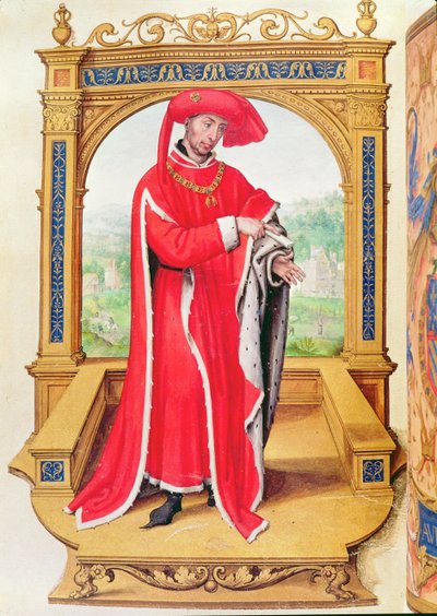 Filip Dobrý (1396-1467) vévoda burgundský, zakladatel Řádu zlatého rouna, ze Statuts de la Toison dOr od Spanish School