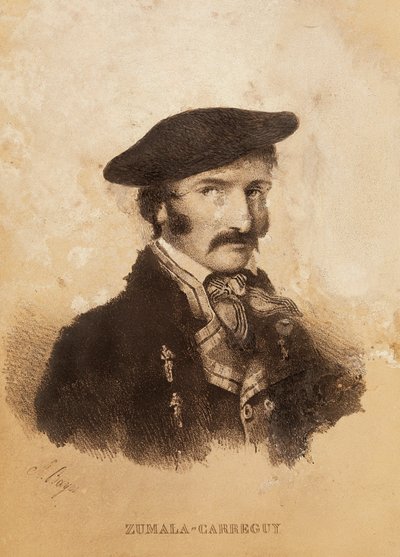 Portrét Tomáše ZumalaCarregui (1788-1835), postava ze španělského tažení nebo války za nezávislost a první carlistské války (rytina) od Spanish School