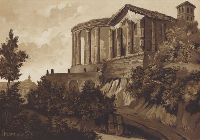 Římské chrámy Tiburtine Sibyly a Vesta, Tivoli, Itálie od Spanish School