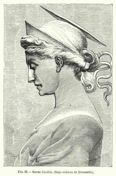 St Cecilia, basreliéf od Donatella (litho) od Spanish School