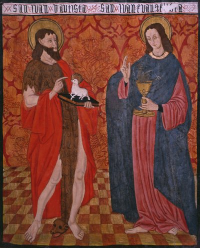Svatý Jan Křtitel a svatý Jan Evangelista, deska z kostela San Andres of Tortura, konec 15. století - začátek 16. století (malované dřevo) od Spanish School