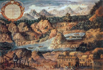 Dobytí Guatemaly v roce 1524 (olej na panelu) od Spanish School