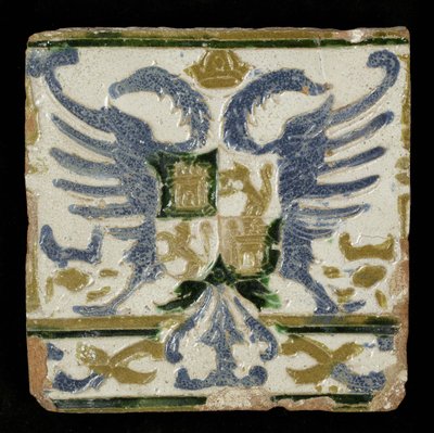 Dlaždice s pažemi Leona a Kastilie, 1525 (kamenina) od Spanish School