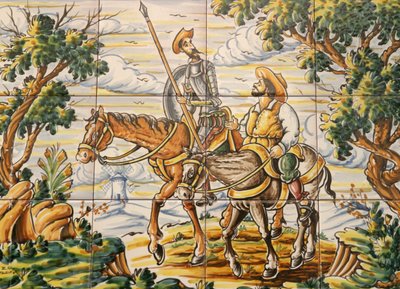 Dlaždice s motivem Dona Quijota a Sancho Panzy (keramika) od Spanish School