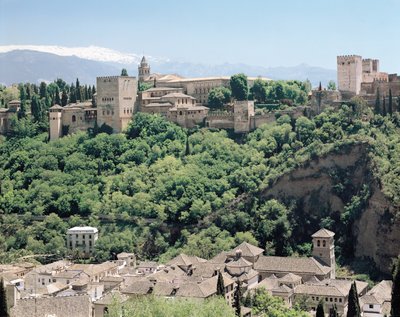 Pohled na palác Alhambra od severovýchodu, 14.-16. století od Spanish School