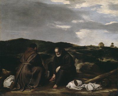 Dva mniši v krajině, c.1645 od Spanish or Italian School