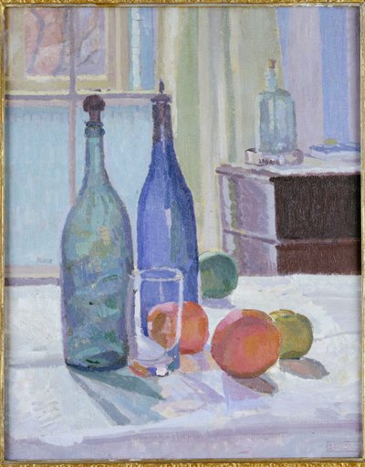 Modré a zelené lahve a pomeranče od Spencer Frederick Gore