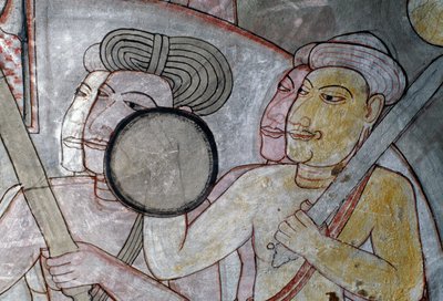 Freska zobrazující armádu doprovázející krále Cejlonu, Zlatý chrám Dambulla (světové dědictví UNESCO). od Sri Lankan School