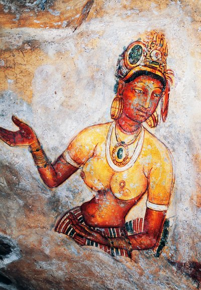 Maidens of Sigiriya, freska, archeologické naleziště Sigiriya (Seznam světového dědictví UNESCO od Sri Lankan School