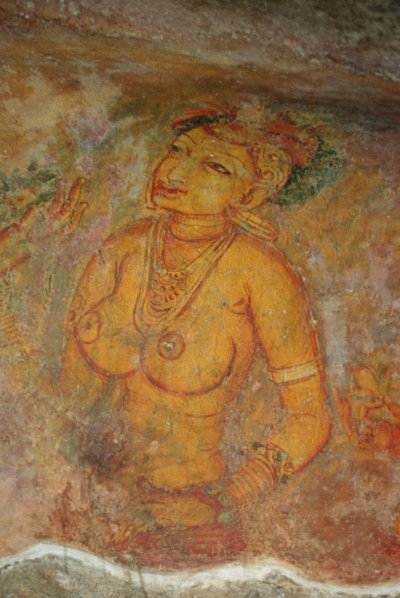 Dámy v oblacích, ze skalní pevnosti (detail) od Sri Lankan School