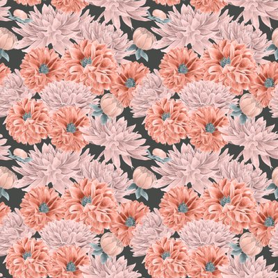 Dahlia hero pattern colorway 1, 2020 (grafitová tužka a digitální tisk) od Stacy Hsu