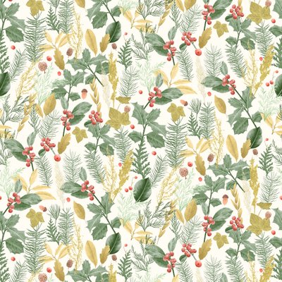 Holiday holly pattern light, 2021 (grafitová tužka a digitální tisk) od Stacy Hsu