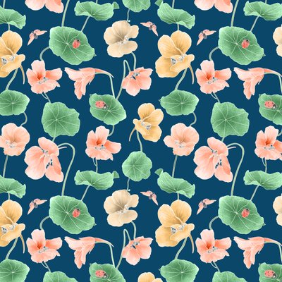 Nasturtium hero pattern colorway 2, 2020 (grafitová tužka a digitální tisk) od Stacy Hsu