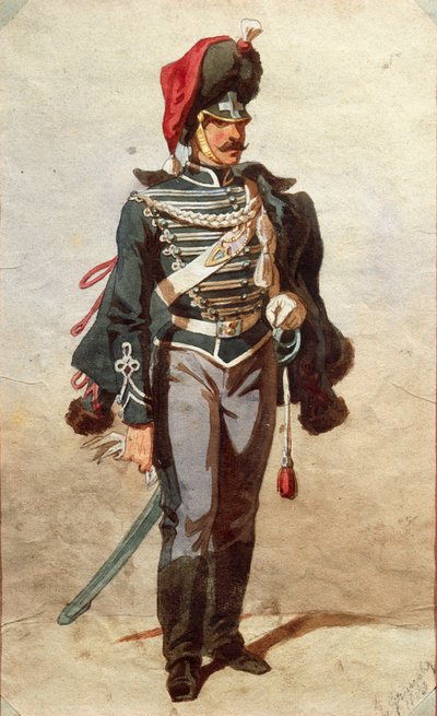 Studie uniforem, kresba Stanislao Grimaldi del Poggetto od Stanislas Grimaldi del Poggetto