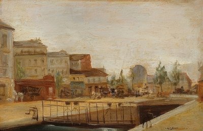 Canal Saint-Martin v Paříži se zámkem od Stanislas Lepine