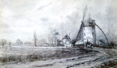 Krajina s větrným mlýnem, c1855-1892 od Stanislas Lepine