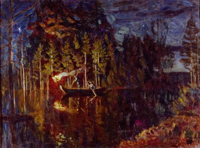 Noční lov oštěpem na jaře 1916 od Stanislav Julianovic Zukovskij