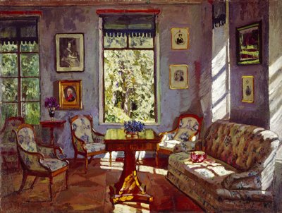 Obývací pokoj v Manor House Rozhdestveno, 1916 od Stanislav Julianovic Zukovskij
