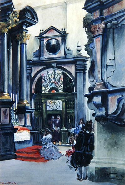 Interiér katedrály na Wawelu od Stanislaw and Kossak Wojciech Tondos