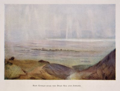 déšť padající nad Jerichem a Mrtvým mořem v Palestině 1906 od Stanley Inchbold
