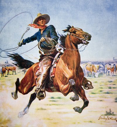 Texas Cowboy (barevné lito) od Stanley L. Wood