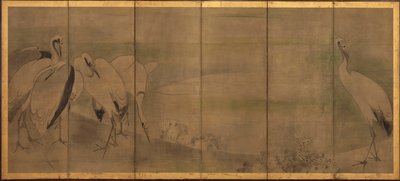 Jeřáby a chryzantémy, období Momoyama nebo Edo, 1568-1868. od Sôtatsu