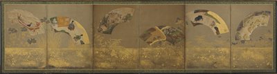 Šest papírů fanoušků: různé předměty, období Momoyama nebo Edo, 1590-1640. od Sôtatsu