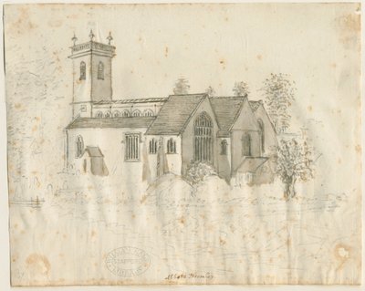 Abbots Bromley Church: náčrt tužkou s mírným oplachem, nd [1762-1802] od Stebbing Shaw