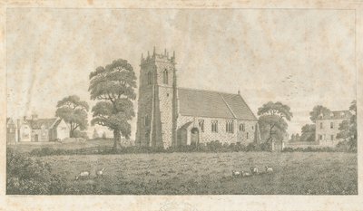 Adbaston Church: čárová a tečkovaná rytina, nd [c 1800] od Stebbing Shaw