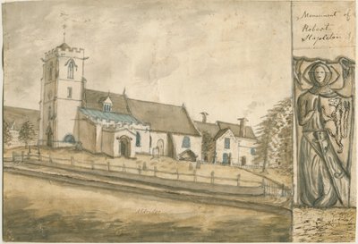 Aldridge Church: malba vodovými barvami, nd [1762-1802] (malba) od Stebbing Shaw