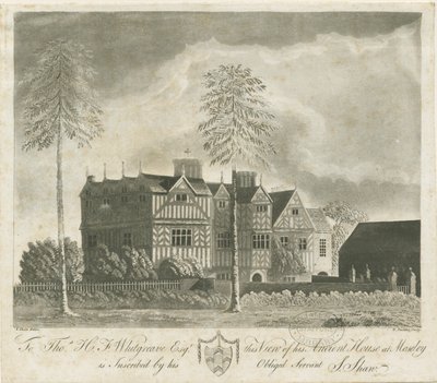 Bushbury - Moseley Old Hall: rytina akvatinty a [18. století] od Stebbing Shaw