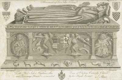 Clifton Campville Church - Vernon Monument: rytina, nd [1762-1802] od Stebbing Shaw