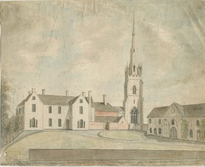 Clifton Campville Church: malba akvarelem a [c 1790] od Stebbing Shaw
