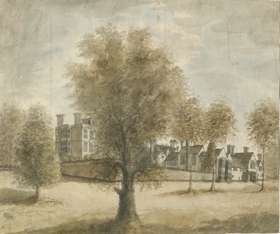 Drayton Bassett - "Drayton Manor": malba vodovými barvami, nd [1789-1793] od Stebbing Shaw