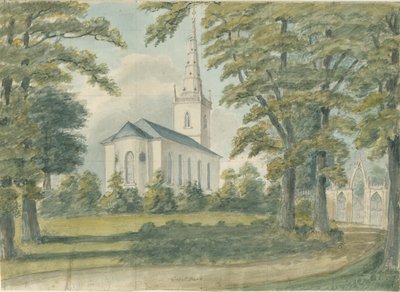 Great Barr Chapel: malba vodovými barvami, nd [1762-1802] od Stebbing Shaw