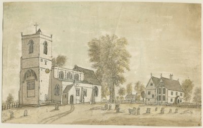 Hanbury Church: malba vodovými barvami, 1791 od Stebbing Shaw