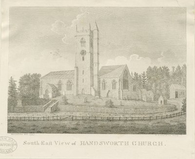 Handsworth Church: rytina od Stebbing Shaw