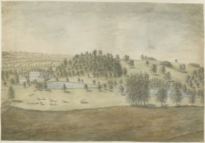 Himley Hall: malba vodovými barvami, nd [1762-1798] od Stebbing Shaw
