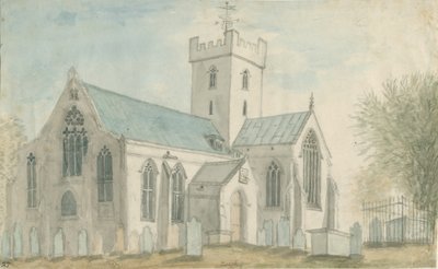 Leigh Church: malba akvarelem a [c 1795] od Stebbing Shaw