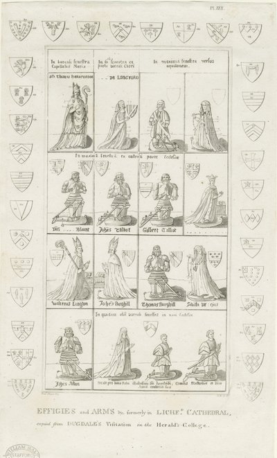 Katedrála Lichfield - Effigies and Arms: rytina, nd [1762-1798] (tisk) od Stebbing Shaw