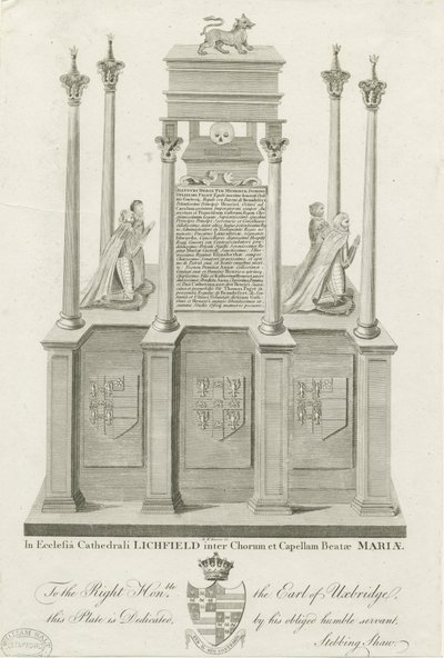 Katedrála Lichfield - Hrob Williama Pageta: rytina, nd [1762-1798] (tisk) od Stebbing Shaw